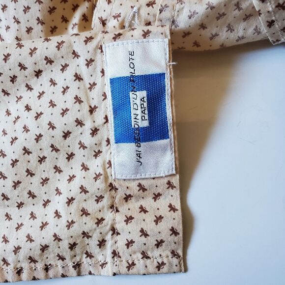 MADRAS A.P.C. Cream Brown Dragonfly print button up long sleeve shirt XL - Picture 5 of 11